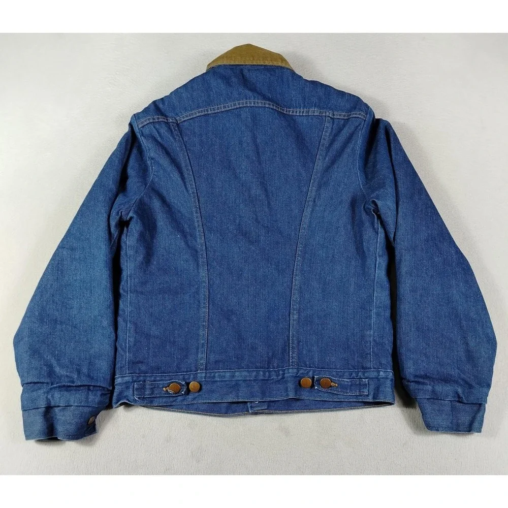 Vintage Wrangler Jacket Mens 38 Blue Denim Sherpa Lined Bomber Western 80s Rodeo